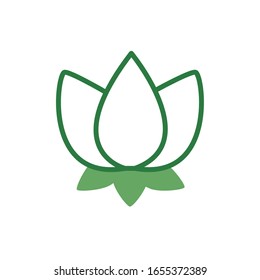 cute flower with leafs spring half color style icon vector illustration design
