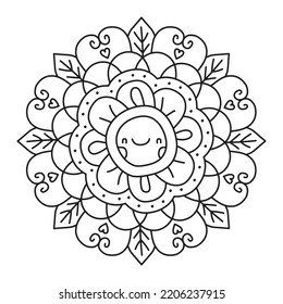 Cute flower mandala vector illustration