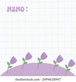 Cute flower memo template illustration. Suitable for for to do list, check list, memo, sticky note, planner, write, diary, book,stationary, notepad for task planning and study