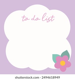 Cute flower memo template illustration. Suitable for for to do list, check list, memo, sticky note, planner, write, diary, book,stationary, notepad for task planning and study