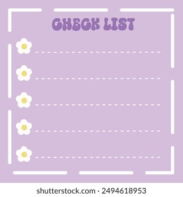 Cute flower memo template illustration. Suitable for for to do list, check list, memo, sticky note, planner, write, diary, book,stationary, notepad for task planning and study