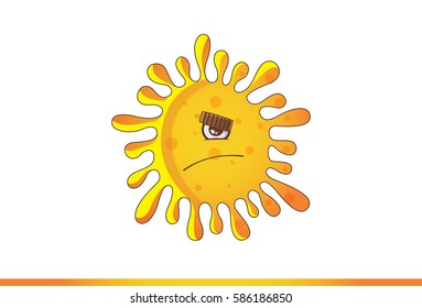 Cute Flower Monster Angry. Vector Illustration. Isolated on white background.