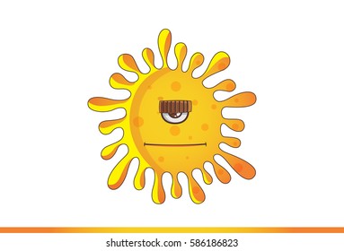 Cute Flower Monster Straight Face. Vector Illustration. Isolated on white background.