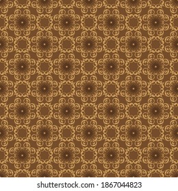 Cute flower motifs on typical Javanese batik with good blend brown golden color.
