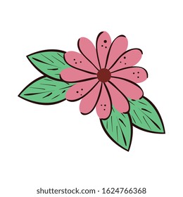 cute flower natural with leafs isolated icon vector illustration design