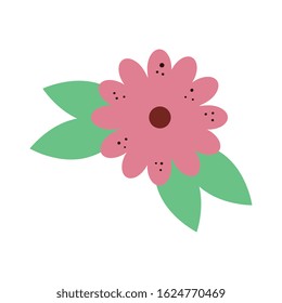 cute flower natural with leafs isolated icon vector illustration design