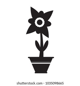 Cute flower on a pot silhouette