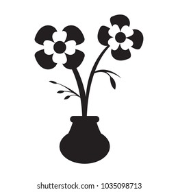 Cute flower on a pot silhouette