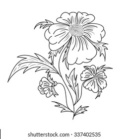 Cute flower on a white background. Vector