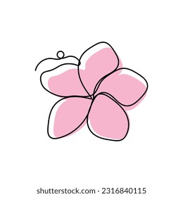 cute flower one line isolated on white background