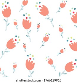 cute flower pattern hand drawn vector.