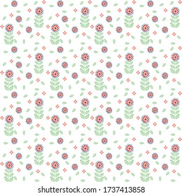 Patrón de flores mullidas para los niños papel pintado en la habitación, las flores pequeñas se ven muy lindas en la envoltura de regalo y también muy lindas para el diseño de la superficie.