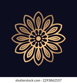 Cute Flower Pattern mandala golden with a black background elegant design