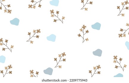 Cute flower pattern scattered randomly, seamless vector illustration on white background.