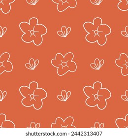 Cute flower pattern seamless background vector. Floral monochrome simple textile pattern vector. 