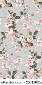 Cute Flower Pattern Textile Illustration