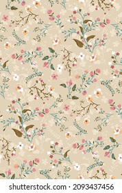 cute flower pattern textile illustration
