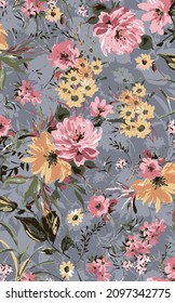ilustración textil de patrón de flor lindo