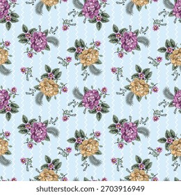 Ilustración textil linda del patrón de la flor