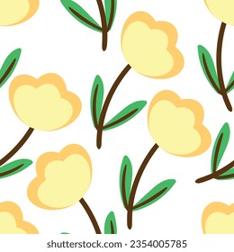 Cute flower pattern,cartoon seamless background, vector illustration, wallpaper, textiles, bag, garment, fashion design