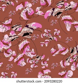 Cute flower patterns in a small flower. Geometric seamless vector texture. Modern abstract flower.