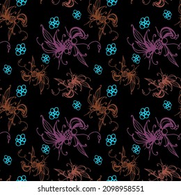 Cute flower patterns in a small flower. Geometric seamless vector texture. Modern abstract flower.