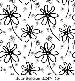 Cute flower patterns in a small flower. Geometric seamless vector texture. Modern abstract flower.