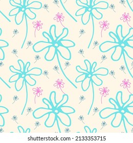 Cute flower patterns in a small flower. Geometric seamless vector texture. Modern abstract flower.