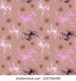 Cute flower patterns in a small flower. Geometric seamless vector texture. Modern abstract flower.