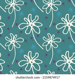 Cute flower patterns in a small flower. Geometric seamless vector texture. Modern abstract flower.