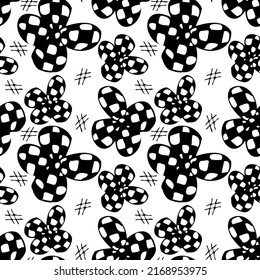 Cute flower patterns in a small flower. Geometric seamless vector texture. Modern abstract flower. Black and white modern abstract seamless pattern for textile design. Seamless vector background.
