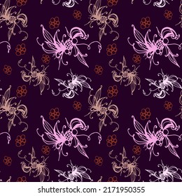 Cute flower patterns in a small flower. Geometric seamless vector texture. Modern abstract flower.