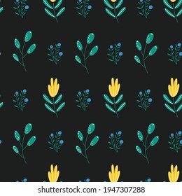 Cute flower patterns in a small flower. Motives are scattered randomly. Geometric seamless vector texture. Elegant template for fashion prints. Vector stock illustration.