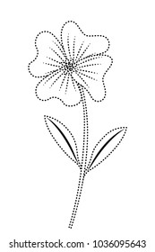 cute flower periwinkle petals leaves stem icon