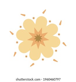 Cute flower with petals. Isolated element in the white background. Flat style illustration.