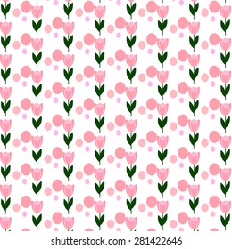 cute flower pink tulip pattern