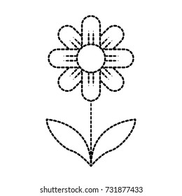 cute flower plant with petals and leaf icon vector illustraction