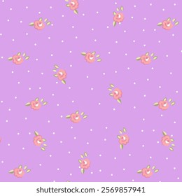 cute flower polkadot seamless pattern lilac purple
