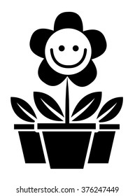 Cute flower in pot smiling