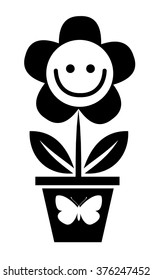 Cute flower in pot smiling