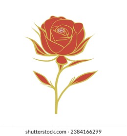 Cute flower red and yellow line clip art vector illustration