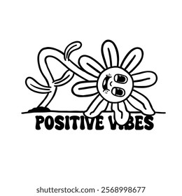 cute flower retro cartoon character illustration