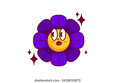 Diseño de pegatinas planas con retro de flor suave