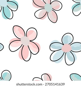 Lindo patrón de tela sin costuras de flores pastel