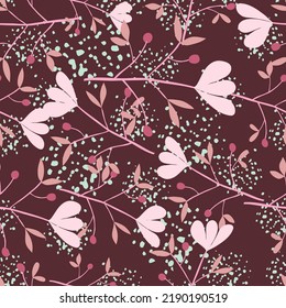 Cute flower seamless pattern. Abstract floral endless wallpaper. Creative botanical background. Great for fabric design, textile print, wrapping, cover. Vector illustration