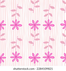 Patrón de flores sin costuras. Estilo de arte naïf. Fondo interminable con flores dibujado a mano. Diseño sencillo para tela, impresión textil, envoltura, cubierta. Ilustración del vector