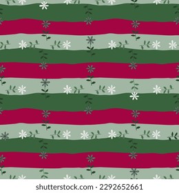 Cute flower seamless pattern. Naive art style. Hand drawn floral endless background. Simple design for fabric, textile print, wrapping, cover. Vector illustration
