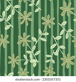 Cute flower seamless pattern. Naive art style. Hand drawn floral endless background. Simple design for fabric, textile print, wrapping, cover. Vector illustration