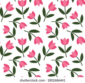 cute flower seamless pattern on white background, colorful floral texture for design, textile, tiles, paper, fabric, ceramic, wallpaper, vector illustration