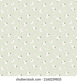 cute flower seamless pattern on stripes background